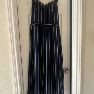 blue striped jumpsuit